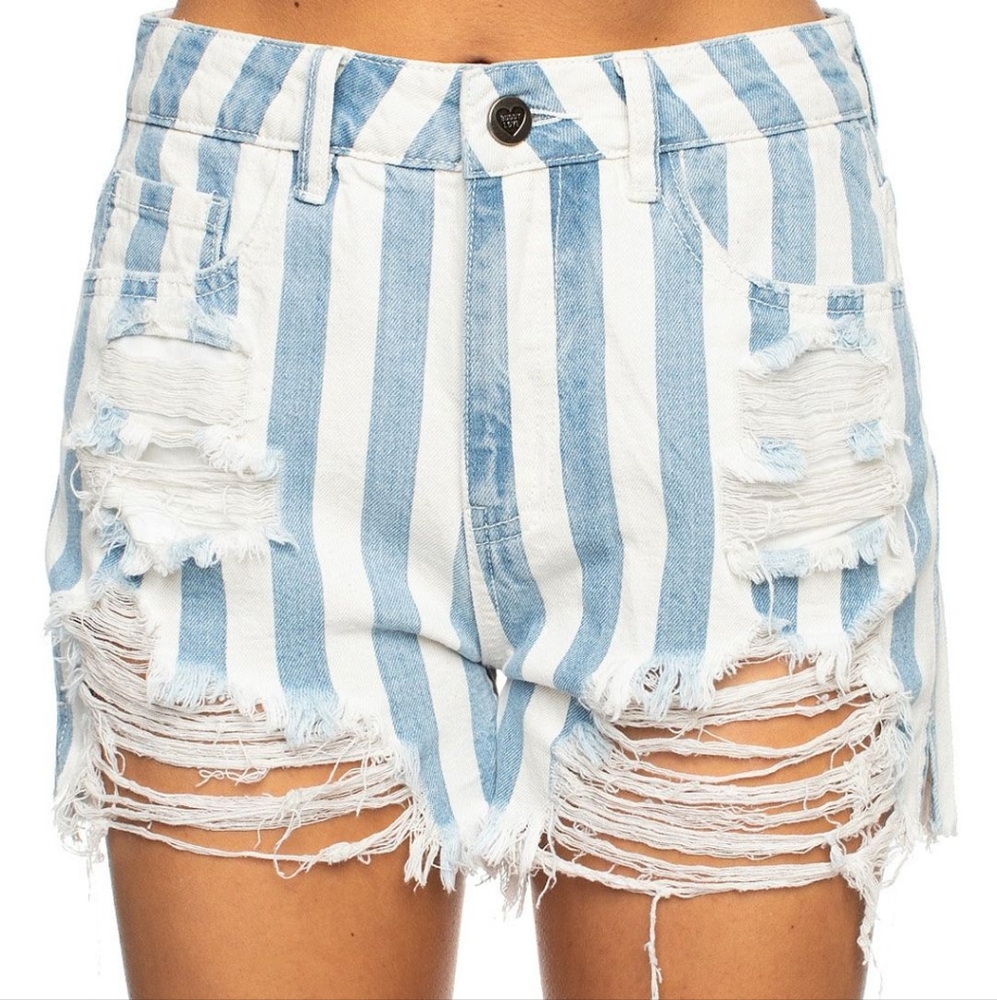 BuddyLove Striped Denim Shorts